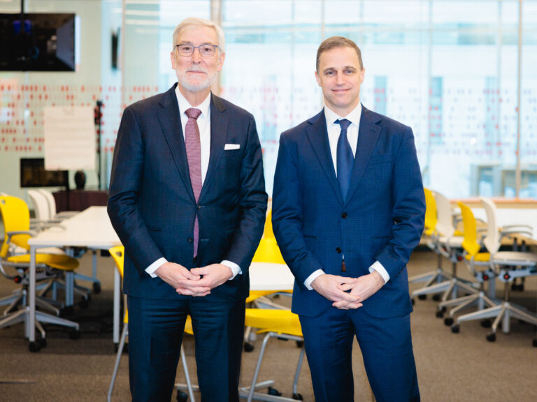 Image of President David Agnew, Seneca Polytechnic; Matt Milton, President, Microsoft Canada